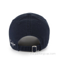 topi ayah biru unisex navy dengan logo bersulam